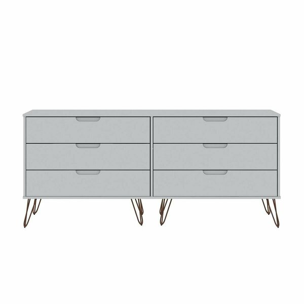 Designed To Furnish Rockefeller 6-Drawer Double Low Dresser with Metal Legs in White, 30.24 x 69.72 x 19.02 in. DE3063205
